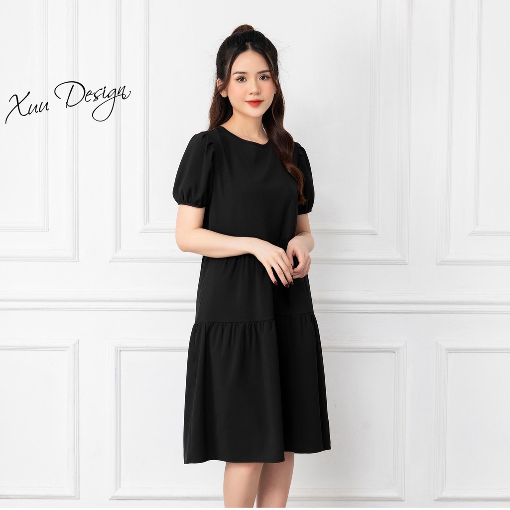 Váy suông nữ XUU kiểu dáng babydoll cộc tay V01