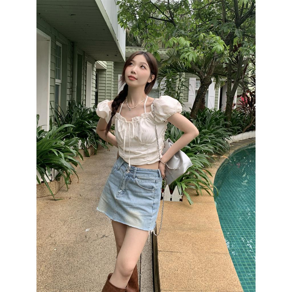 Áo Sơ Mi Cổ Yếm Phong Cách Chic Xinh Xắn Cho Nữ  tao bao