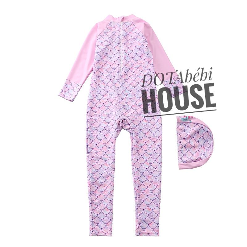 nhiều mẫu 15-37kg Đồ bơi liền thân có nón, dài tay dài quần chống nắng mã SW0360 Size đại cho bé gái - DOTAbébi HOUSE