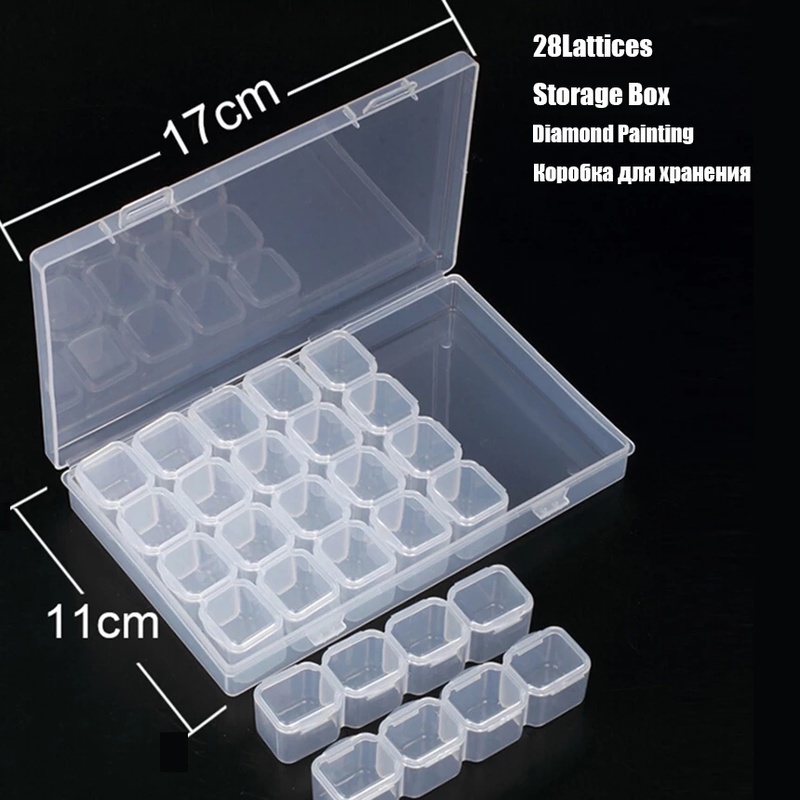 Hộp nhựa trong suốt đựng phụ kiện làm đồ trang sức có thể điều chỉnh 28 ngăn tiện dụng