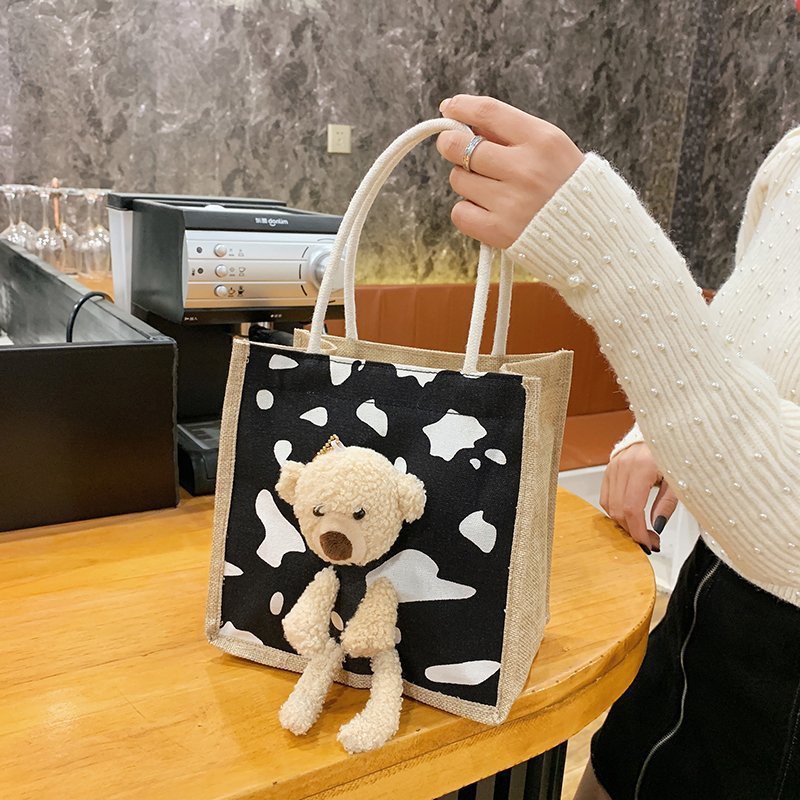 2020 chiếc trong mùa đông dễ thương Gấu Nhật bản túi xách gói sinh viên phim hoạt hình Vải Lanh Tay Triều Túi vải thời t