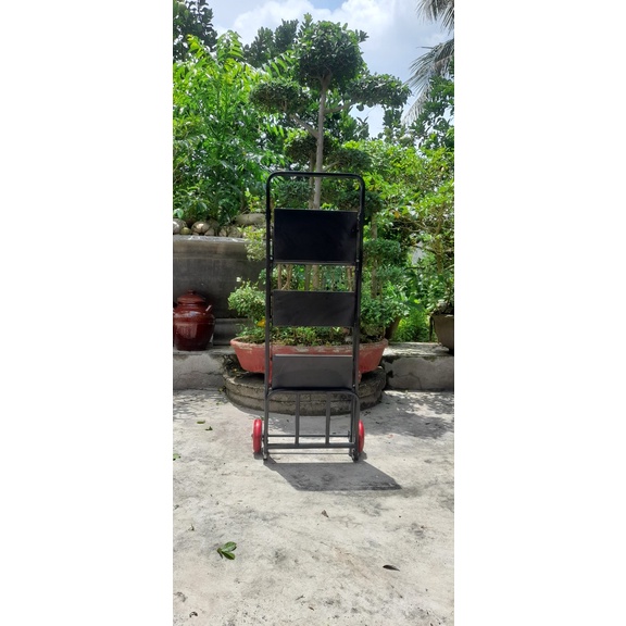 Thang ghế 3 bậc kết hợp xe đẩy hàng 100% thép mạ kẽm siêu bền, vững chắc