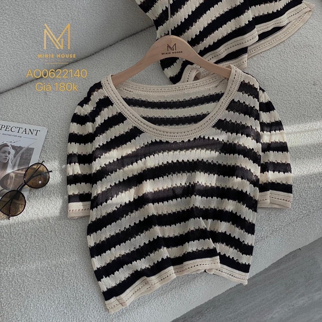 Áo Ba Lỗ Len Mỏng Dệt Kim Croptop Kẻ Sọc Ngang Form Rộng Dáng Suông Mềm Mát TAN139