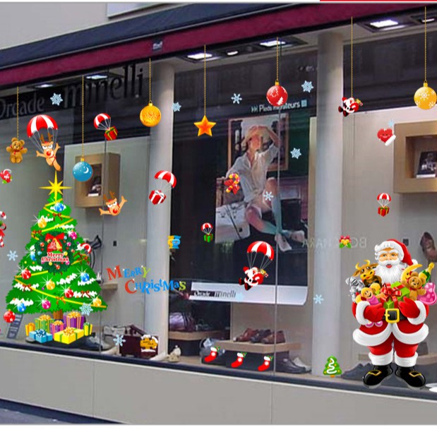 Tranh dán tường ÔNG GIÀ NOEL (2 TỜ) rực rỡ mùa giáng sinh dành cho bé - Decal dán tường