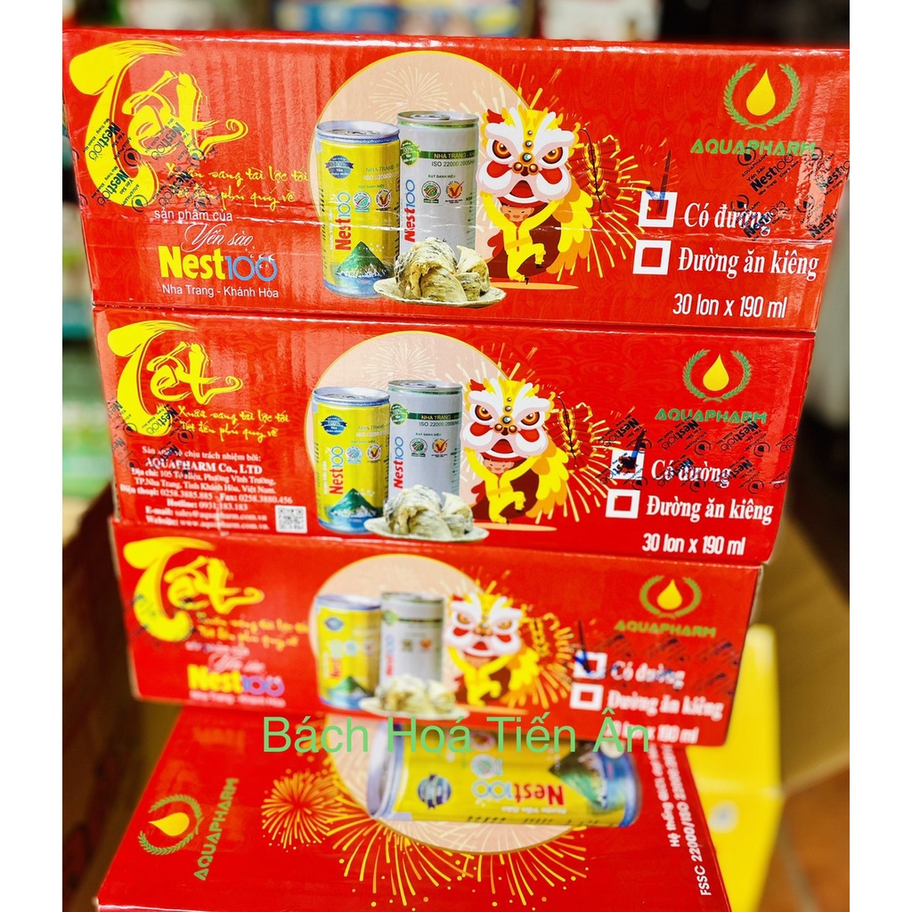Thùng 30 Lon Yến  Nest100  Khánh Hòa 190ml Có Đường ( đường ăn Kiêng )