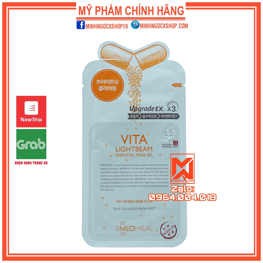 MEDIHEAL 1 MIẾNG MẶT NẠ LÀM SÁNG DA MEDIHEAL VITA LIGHTBEAM 24ML CHÍNH HÃNG