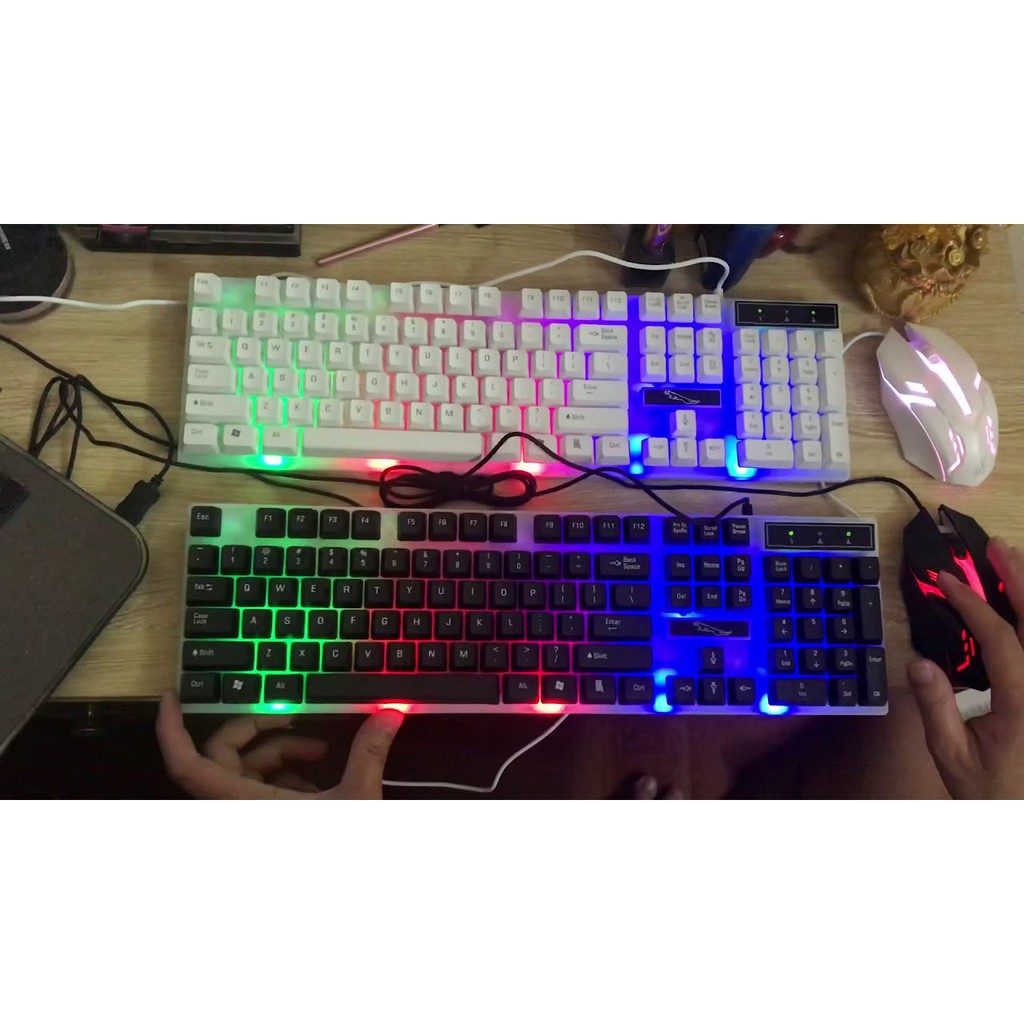 Combo Phím Chuột Gaming Giả Cơ Chuyên Game G21B LED 7 Màu - Bàn phím cho Game Thủ