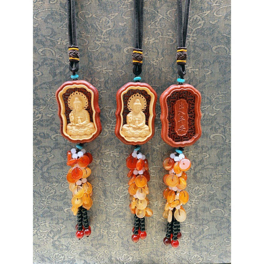 Dây Treo Xe Quan Âm Phong Thủy Gỗ Hoàng Nam - Khánh Treo Xe Cầu Bình An