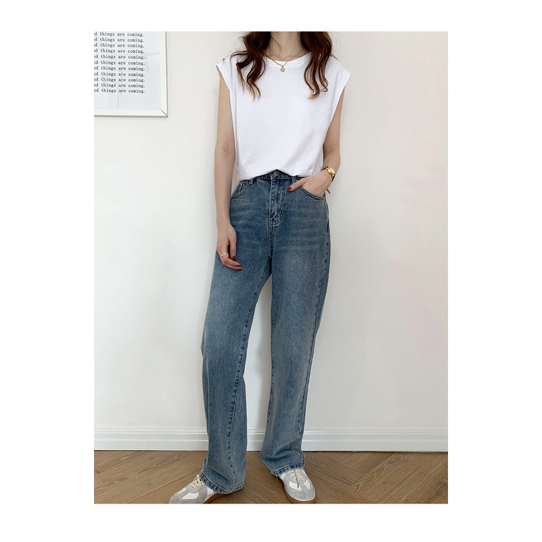 Áo Thun Cotton Không Tay Dáng Rộng Màu Trắng/Đen Thời Trang Mùa Hè