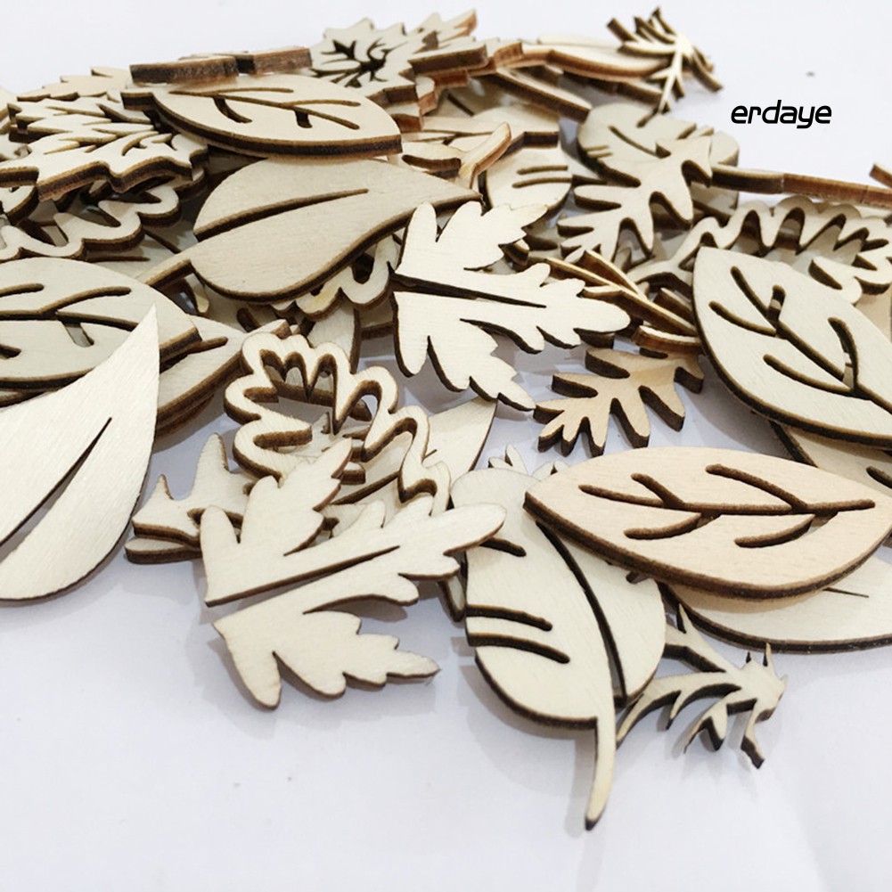 Set 50 miếng gỗ trang trí hình lá cây
