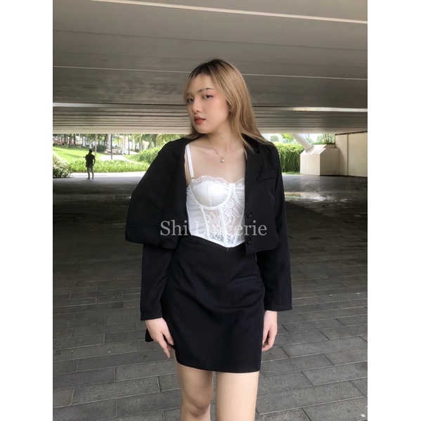 Áo corset lụa phối ren có gọng mút mỏng