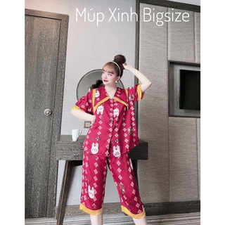 (Xả Kho) Đồ Bộ Lửng 40-55kg Bigsize Lụa Satin, Lụa Nhật , Mã LUNGL01, Siêu Mịn Mát Mặc Nhà