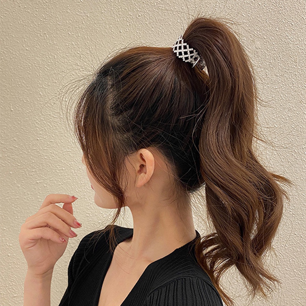 {Soltweter} Kẹp Tóc Càng Cua Cố Định Tóc Đuôi Ngựa Bằng Thép Không Gỉ Rỗng Đính Kim Cương Giả Lấp Lánh Tuyệt Vời Chống Trượt Tinh Tế