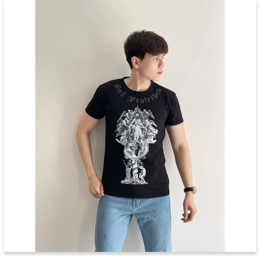 ÁO THUN CỔ TRÒN THIẾT KẾ HOA TIẾT SIÊU NGẦU,CHẤT LIỆU VÃI THOÁNG MÁT LANA FASHION