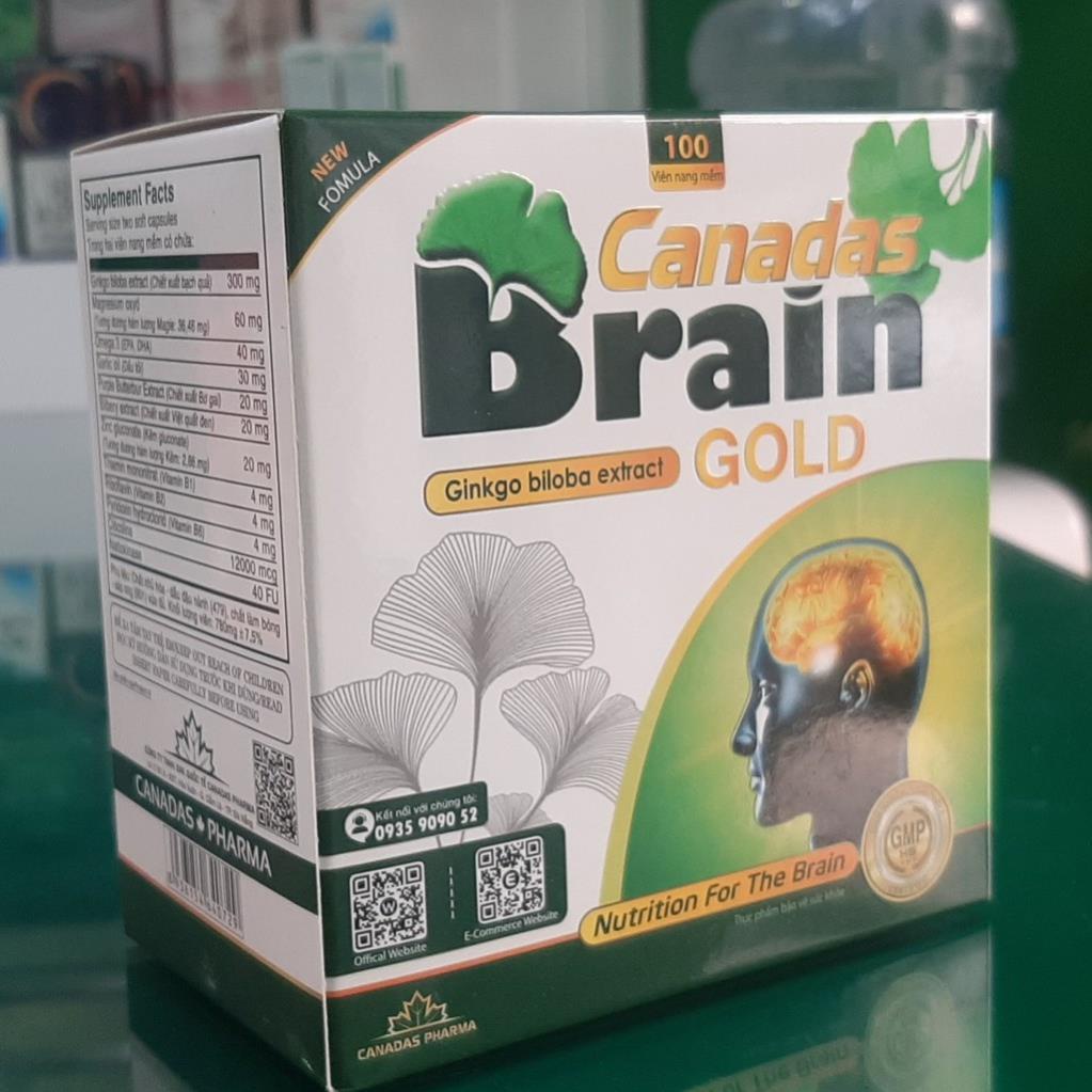 Canadas Brain Gold - hỗ trợ tuần hoàn và lưu thông máu não (Hộp 10 vỉ x 10 viên)