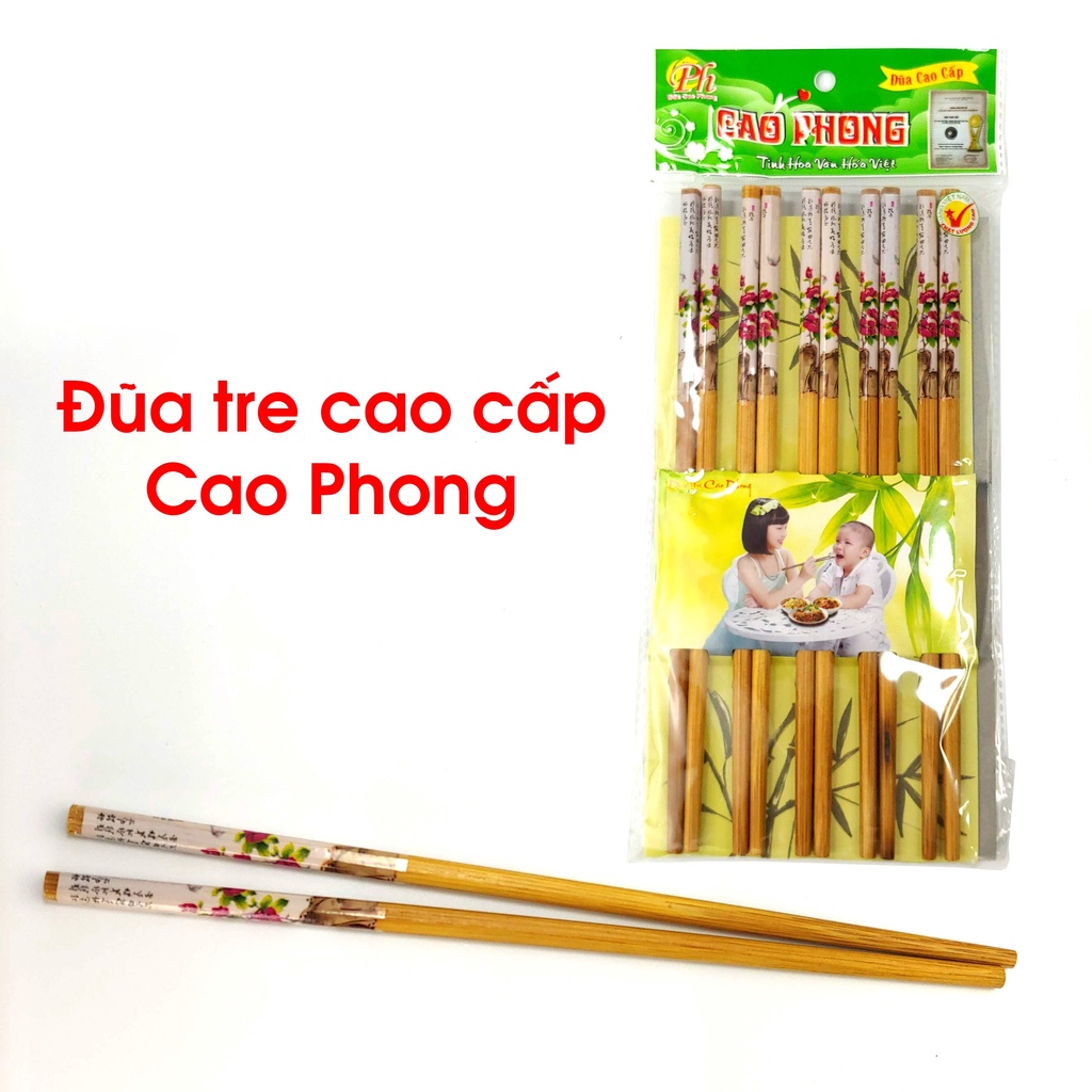 Đũa tre vỉ 10 đôi bền đẹp, đũa tre Cao Phong hàng Việt Nam