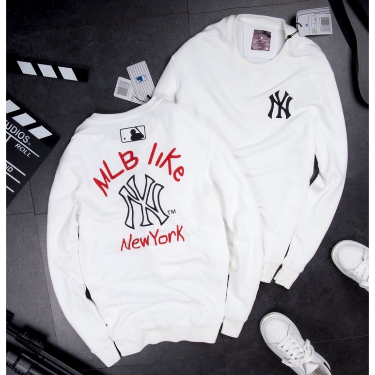 Áo Nỉ Da Cá Sweater In Logo NY MLB 2021
