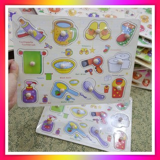 [ĐỒ CHƠI THÔNG MINH] BẢNG GHÉP HÌNH NÚM GỖ DỤNG CỤ NHÀ TẮM