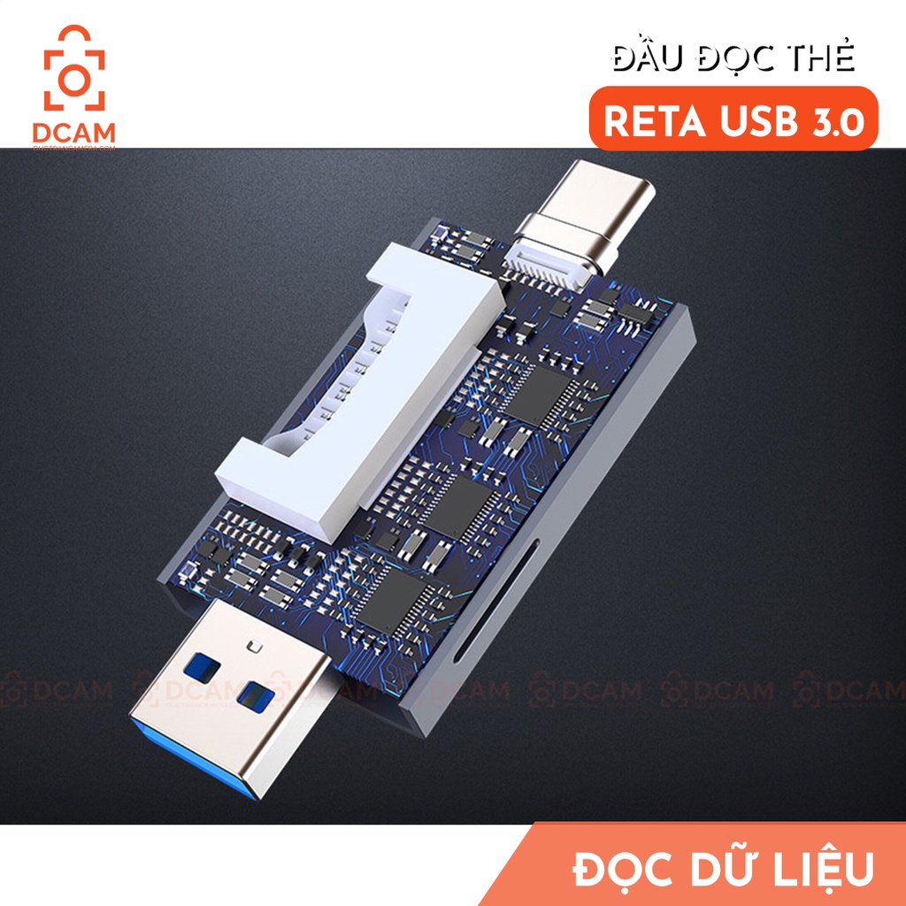 Đầu đọc thẻ nhớ đa năng tốc độ cao RETA USB 3.0 cho Điện thoại, Laptop, PC và Macbook