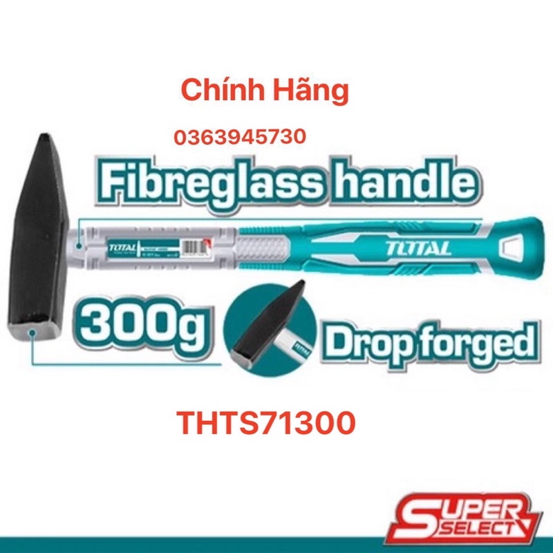 ĐỒ NGHỀ TOTAL Búa đinh đầu dẹp & vuông 100g THTS71100 / 200g THTS71200 / 300g THTS71300