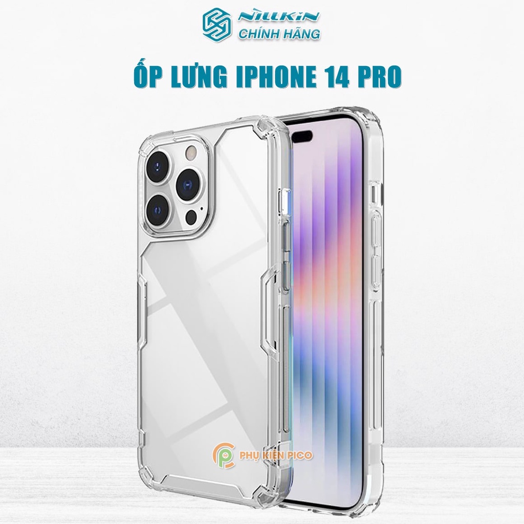Ốp lưng Iphone 14 Pro chống sốc trong suốt bảo vệ toàn diện chính hãng Nillkin Nature TPU Pro - Ốp Iphone 14 Pro