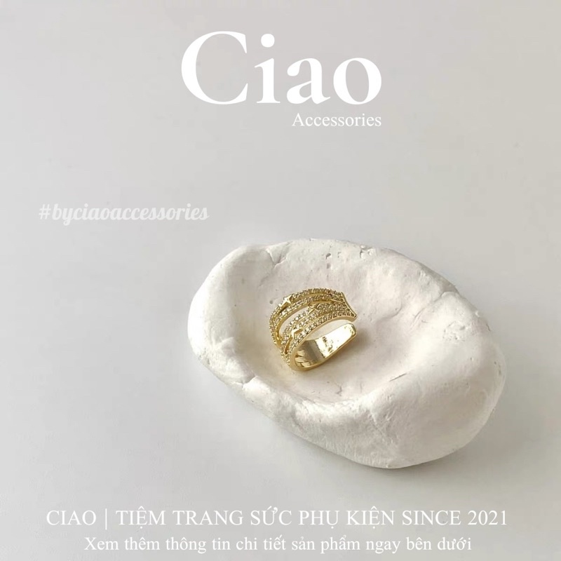 [HOẢ TỐC 1H] Khuyên vành tai/ Kẹp vành tai mạ bạc thiết kế đính đá mã 25 Ciao accessories