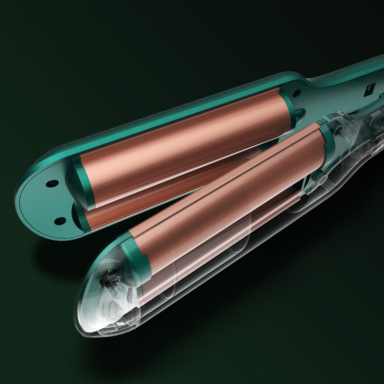 Máy làm tóc uốn xoăn sóng nước AKIO 2 trục màn LCD hiện nhiệt tùy chỉnh công nghệ gốm sứ bảo vệ tóc