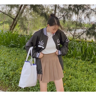 [Hình thật do shop tự chụp] Áo bomber đen  2 lớp
