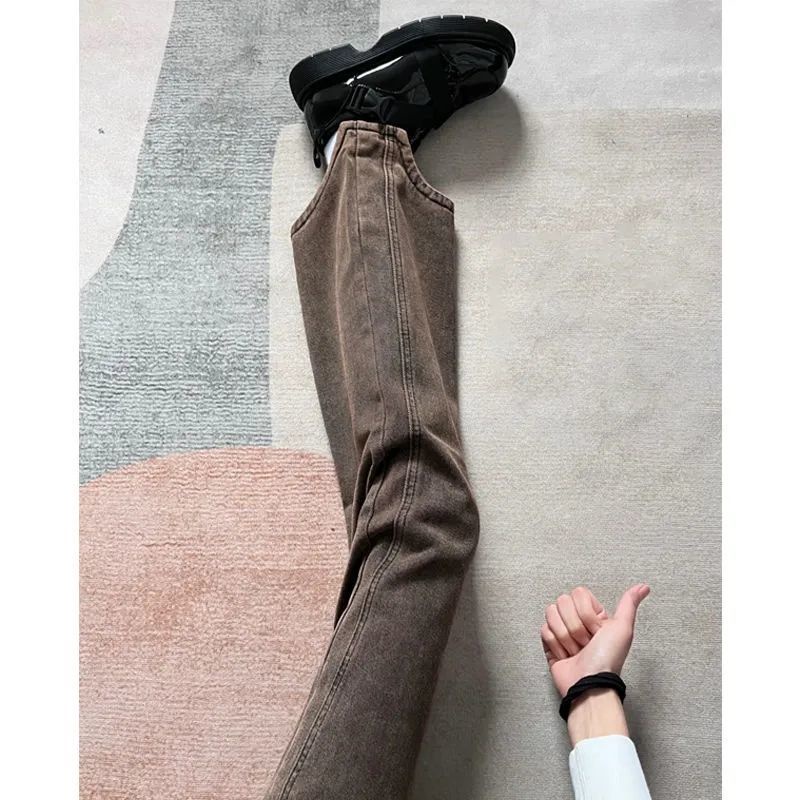 ☍✸Quần Jean Dài Ống Rộng Lưng Cao Phong Cách Retro Mỹ Cá Tính Cho Nữ