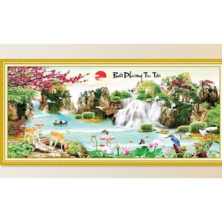 Tranh đính đá Phong Cảnh Bát Phương Tụ Tài - KT:120x55cm - 150x70cm
