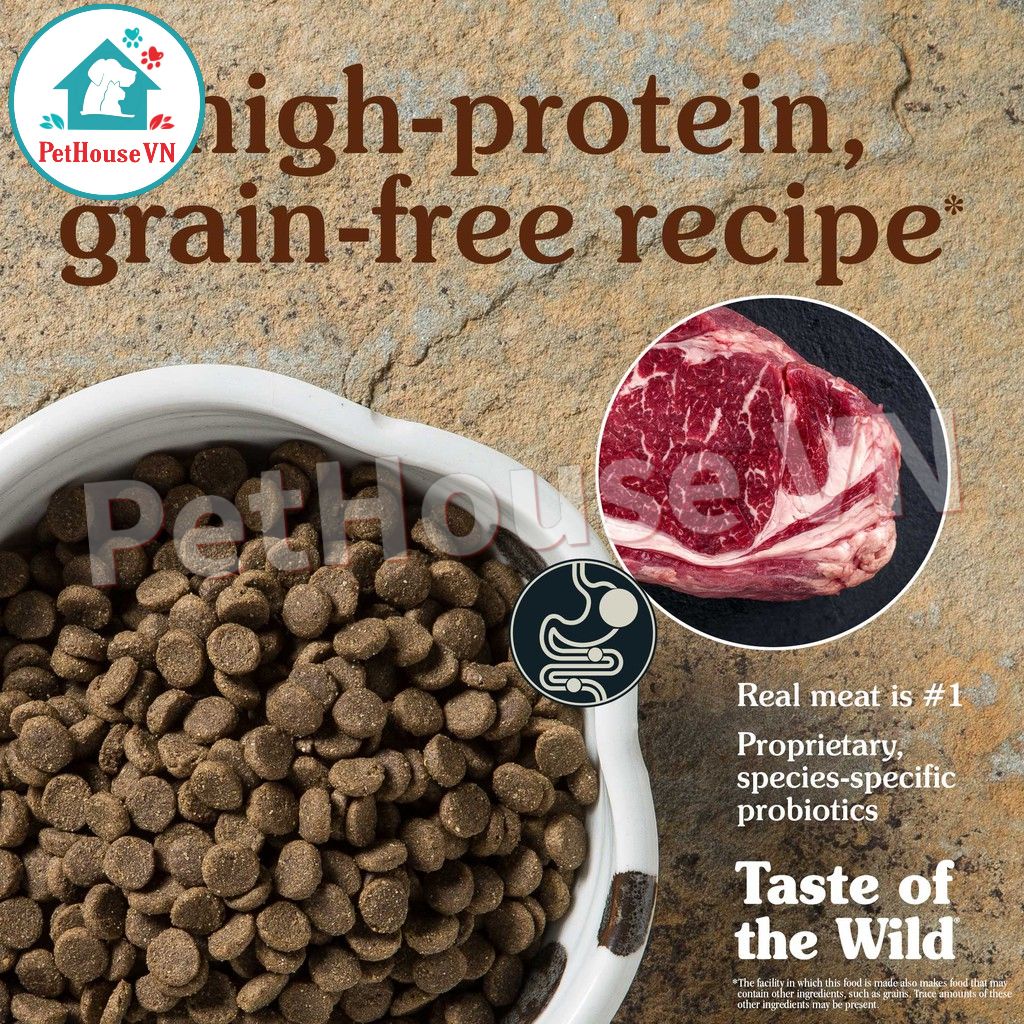 TASTE OF THE WILD HIGH PRAIRIE - Túi 50G Thức Ăn Hạt Cho Chó Trưởng Thành Vị Bò Rừng Nướng & Nai Nướng Hàng Chính Hãng