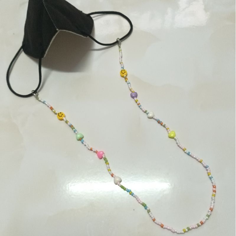 Dây đeo khẩu trang chống rớt hạt nhựa mic mặt cưòi trái tim yêu style kiểu Hàn tiện lợi thời trang