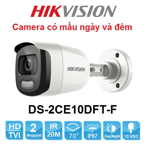 Camera HDTVI ColorVu 2MP HIKVISION DS-2CE10DFT-F - Hàng chính hãng