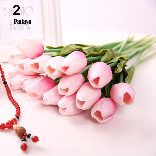 Bó Hoa Tulip Nhân Tạo Bằng Lụa Latex Trang Trí Nhà Cửa / Tiệc Cưới