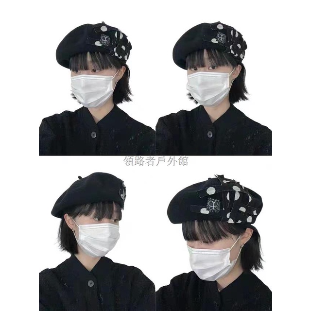 ☃Mũ Beret thêu hình bướm phong cách đường phố Hàn quốc cá tính cho nữ 2021