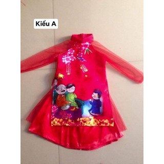 ÁO DÀI CÁCH TÂN ĐÓN XUÂN CHO BÉ GÁI, SET GỒM: ÁO DÀI + CHÂN VÁY