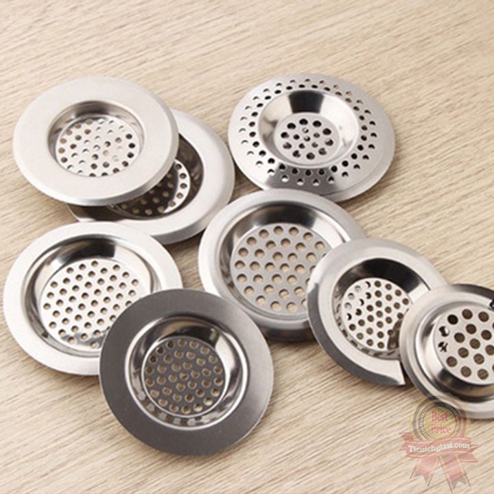 Miếng chặn lọc rác bằng kim loại inox chống tắc cống dạng trũng túi lọc rác bồn rửa bát lỗ cống nhà vệ sinh