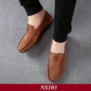 [ SIÊU RẺ ] Giày Lười Nam Hàn Quốc Màu Da Lộn Nâu Đỏ (NS103) [ Shop Yêu Thich ]