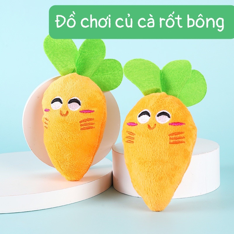 Đồ Chơi Củ Cà Rốt Nhồi Bông Phát Ra Âm Thanh chíp chíp vui nhộn cho Chó Mèo