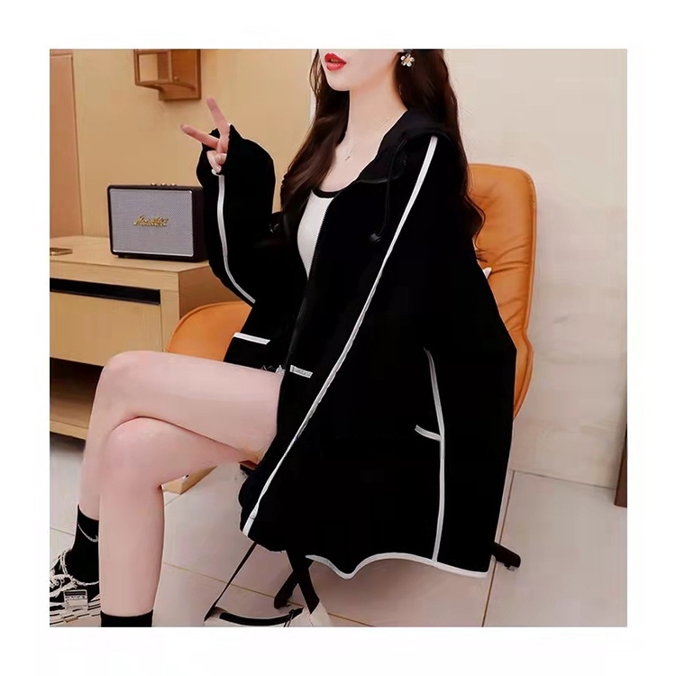Áo Khoác Hoodie Tay Dài Dáng Rộng Chống Tia UV Thời Trang Mùa Hè Cho Nữ