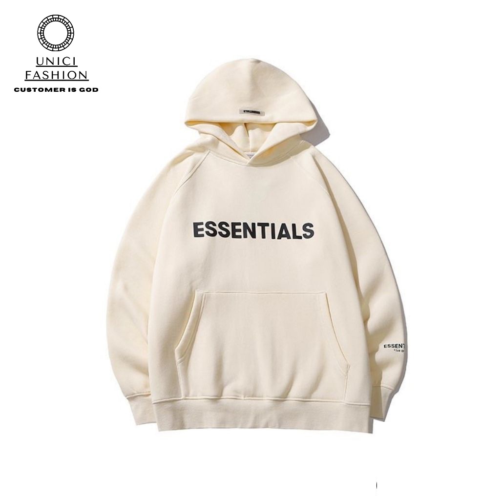 [Mã 12FASHIONSALE1 giảm 10K đơn 50K] Áo nỉ hoodie Essentials In cao su nổi , áo nỉ bông unisex nam nữ UNICI SHION | BigBuy360 - bigbuy360.vn