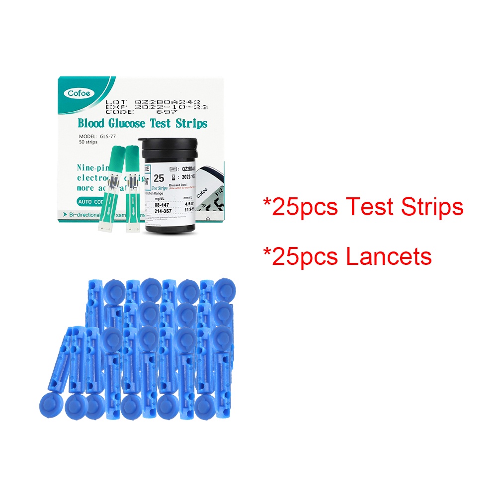 Bộ 25-200 Que Thử Điện Glucose Kèm Kim 25-200 Chuyên Dụng Cho Máy Đo Đường Huyết Áp glucometer (Không Giám Sát, Chỉ Dành Cho Chiết Áp GLM-77 glucometer)