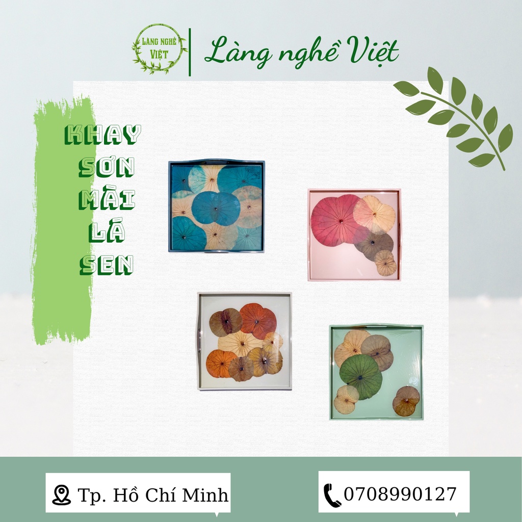 Khay sơn mài hình vuông ecolotus