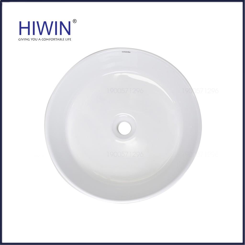 Chậu rửa mặt lavabo sứ cao cấp dương bàn màu trắng dáng trụ tròn HIWIN LP-8017