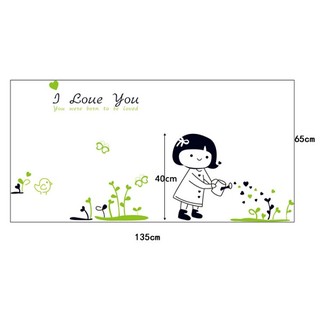 Decal dán tường decal trang trí bé tưới cây BINBIN EB67 (Có keo sẵn)