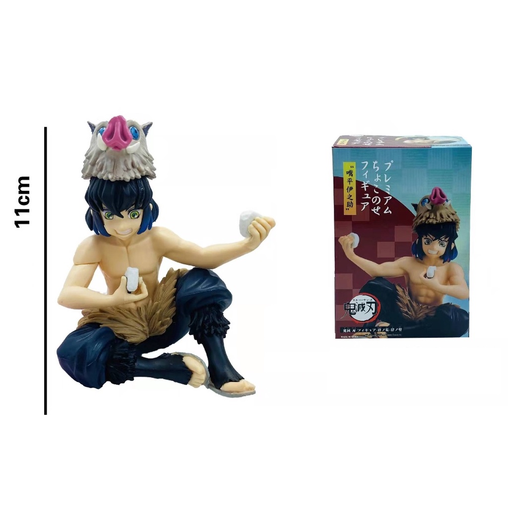 Mô hình Kimetsu No Yaiba Thanh gươm diệt quỷ - Mô hình Tanjiro Nezuko Zenitsu Inosuke ngồi ăn cơm nắm KY072