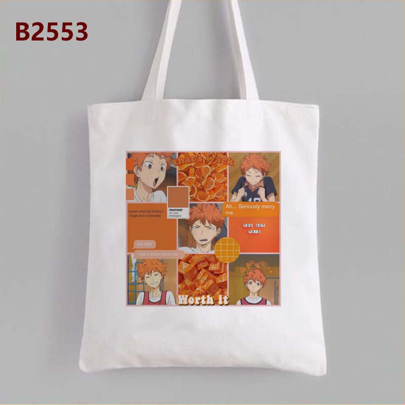 Haikyuu!! Nhật Bản Anime Túi Đeo Vai Bông Tai Kẹp Canvs Totes Túi Xách Dễ Thương Dung Tích Lớn