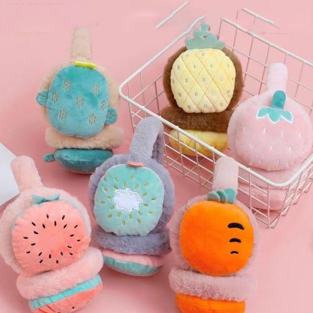 Anemone Chụp Tai Nhồi Bông Họa Tiết Trái Cây Có Thể Điều Chỉnh Nhiều Màu Sắc Ấm