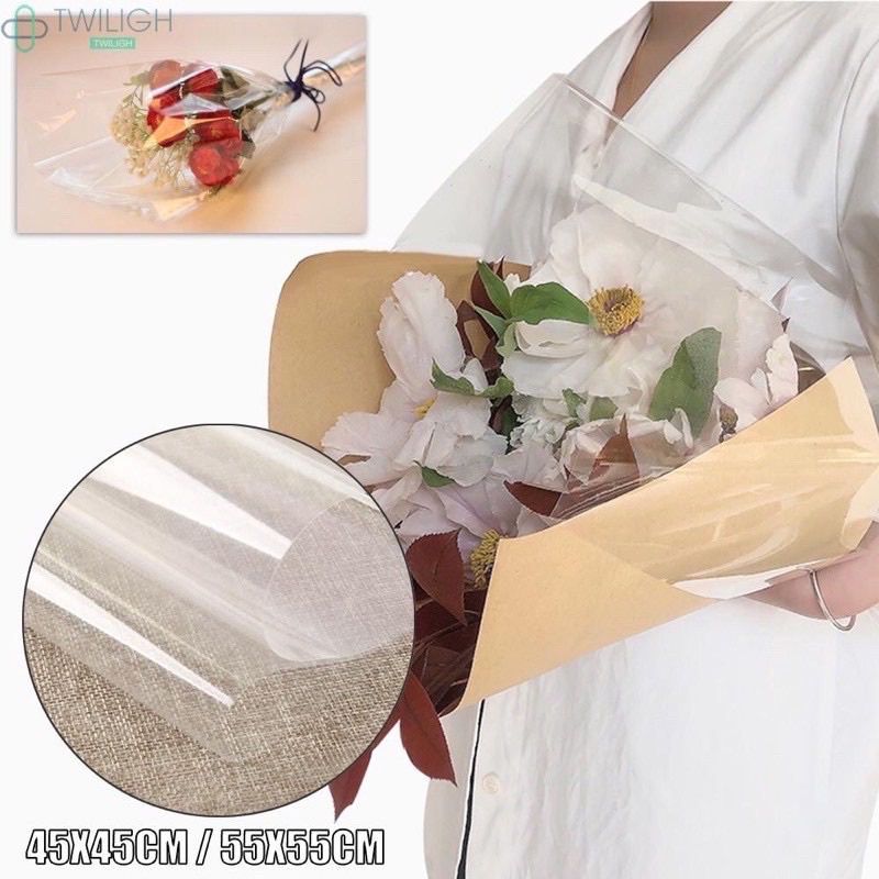 Tập 50 tờ giấy bóng kính gói hoa trong suốt