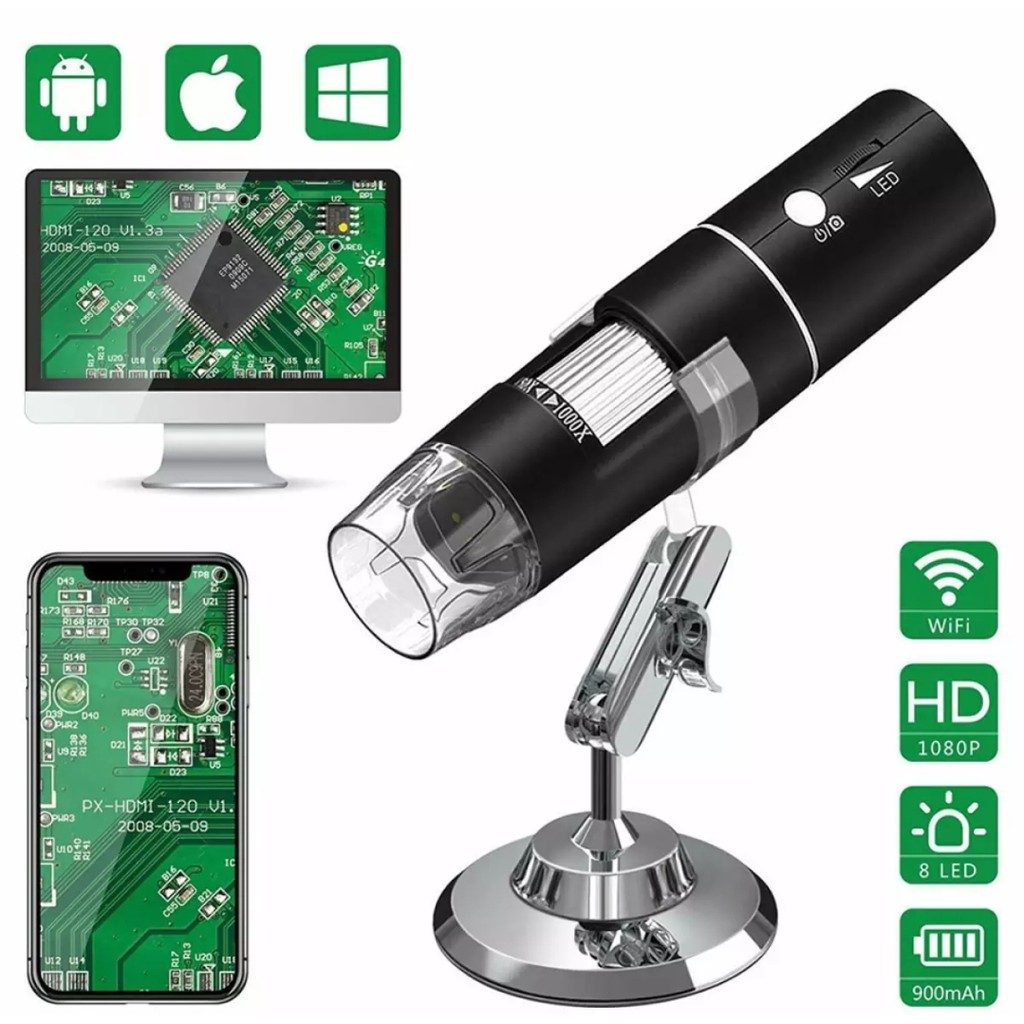 Super Zoom Digital Microscope 1600X Kính hiển vi điện tử bỏ túi nhỏ gọn kết nối máy tính điện thoại dễ dàng tiện dụng